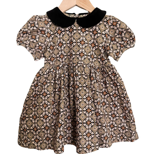 Peterpan Dress | Olive Geo | Cotton