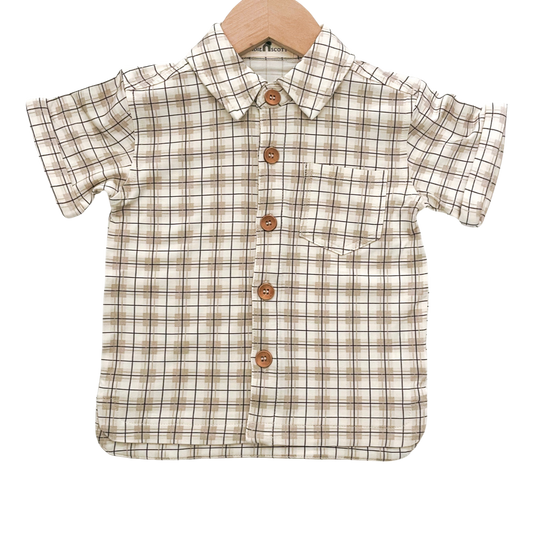 Scotty Button Up | Neutral Plaid | Bamboo