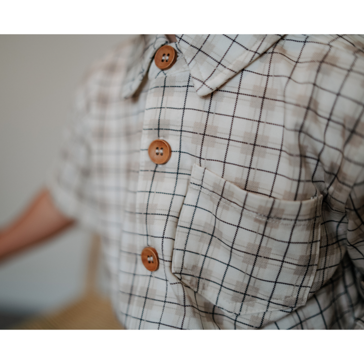 Scotty Button Up | Neutral Plaid | Bamboo