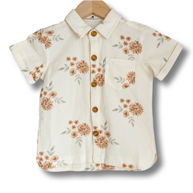 Scotty Button Up | Vintage Floral | Linen